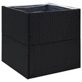 vidaXL Pflanzkübel Schwarz 80x80x80 cm Poly Rattan