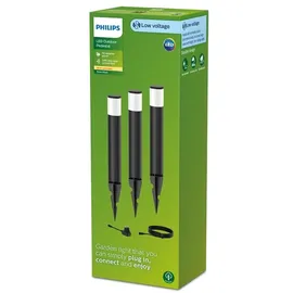 Philips Sockelleuchte Kunststoff 52,5 cm 3er Set schwarz