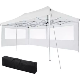 Tectake Faltpavillon 3 x 6 m inkl. 2 Seitenteile weiß