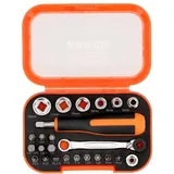 Bahco Steckschlüsselsatz Bit Set 1/4 Zoll mini Bit Ratsche & Steckgriff 24 tlg.