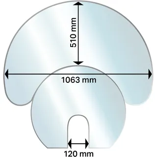 ADURO Funkenschutzplatte Glas halbrund 106,3 x cm