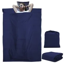 Intirilife Schlafsack 115 cm x 210 cm in DUNKEL BLAU – Dünner Hüttenschlafsack Reiseschlafsack aus Polyester mit Verschluss und Aufbewahrungsbeutel