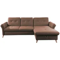 Sit & More Ecksofa, Dunkelbraun, Textil, Buche, massiv, 5-Sitzer, Ottomane rechts, L-Form, 268x176 cm, Made in EU, Schlafen auf Sitzhöhe, Rücken echt, Wohnzimmer, Sofas & Couches, Wohnlandschaften, Ecksofas