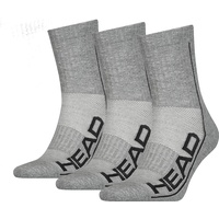 Head Unisex Crew Socken im Pack, Sportsocken, Mesh-Einsatz, Logo, einfarbig Grau 35-38 Pack
