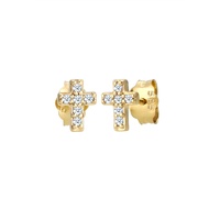 Elli DIAMONDS Kreuz Religion Diamant (0.06 ct) 585er Gelbgold Ohrringe Damen