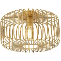 Licht-Erlebnisse Deckenleuchte Metall E27 Ø 40 cm in Gold rund Retro Design Draht Schirm Deckenlampe - Gold