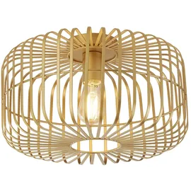 Licht-Erlebnisse Deckenleuchte Metall E27 Ø 40 cm in Gold rund Retro Design Draht Schirm Deckenlampe - Gold