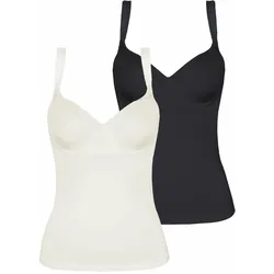BH-Hemd VIANIA "2er Pack BH Hemd Basic", Damen, Gr. 80, Cup D, cream schwarz, Stoff, Obermaterial: 90% Polyamid PA. 10% Elasthan EL., BHs
