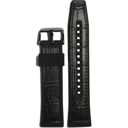 Seiko Leder oder Silikon Lederband mit Krokoprägung und Silikon Unterfutter Silikon/Kautschuk Seiko 5 Specialist Leder/Silikon Hybridband R046012N0 - schwarz