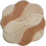 Grund Bidet-Vorleger Carmen, Weiß, Beige, Textil, Wellen, rund, Oeko-Tex® Standard 100, Made in Europe, rutschfest, Badtextilien, Badematten