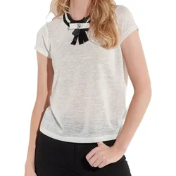 vestino Damen T-Shirt Kurzarm-Shirt mit Schleife Sommer-Shirt 900659 Weiß - S