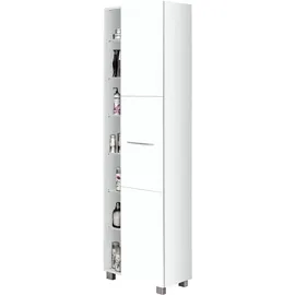 WELLTIME Portofino Hochschrank 45 x 185 x 35 cm Weiß Kunststoff/Metall/MDF/Spanplatte/Massivholz