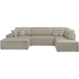 OTTO home Wohnlandschaft OTTO HOME "FINNLEY U-Form XXL 329 cm - OTTO. Verlässliche Qualität.", grau (taupe), B:329cm H:85cm T:195cm, Bezugstoff 100% PES ;Gramatur 400g/qm +/- 5%, Sofas, Wohnlandschaft, Schlafsofa, Bettkasten, in Bouclé, Struktur fein und Mega Cord
