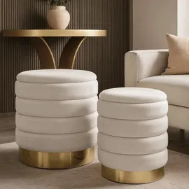lookway Pouf-Set MIRELLE 40 x 45 x 40 cm Beige