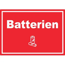 Batterien Mülltrennung Aufkleber Text Symbol AA AAA A6 (105x148mm)