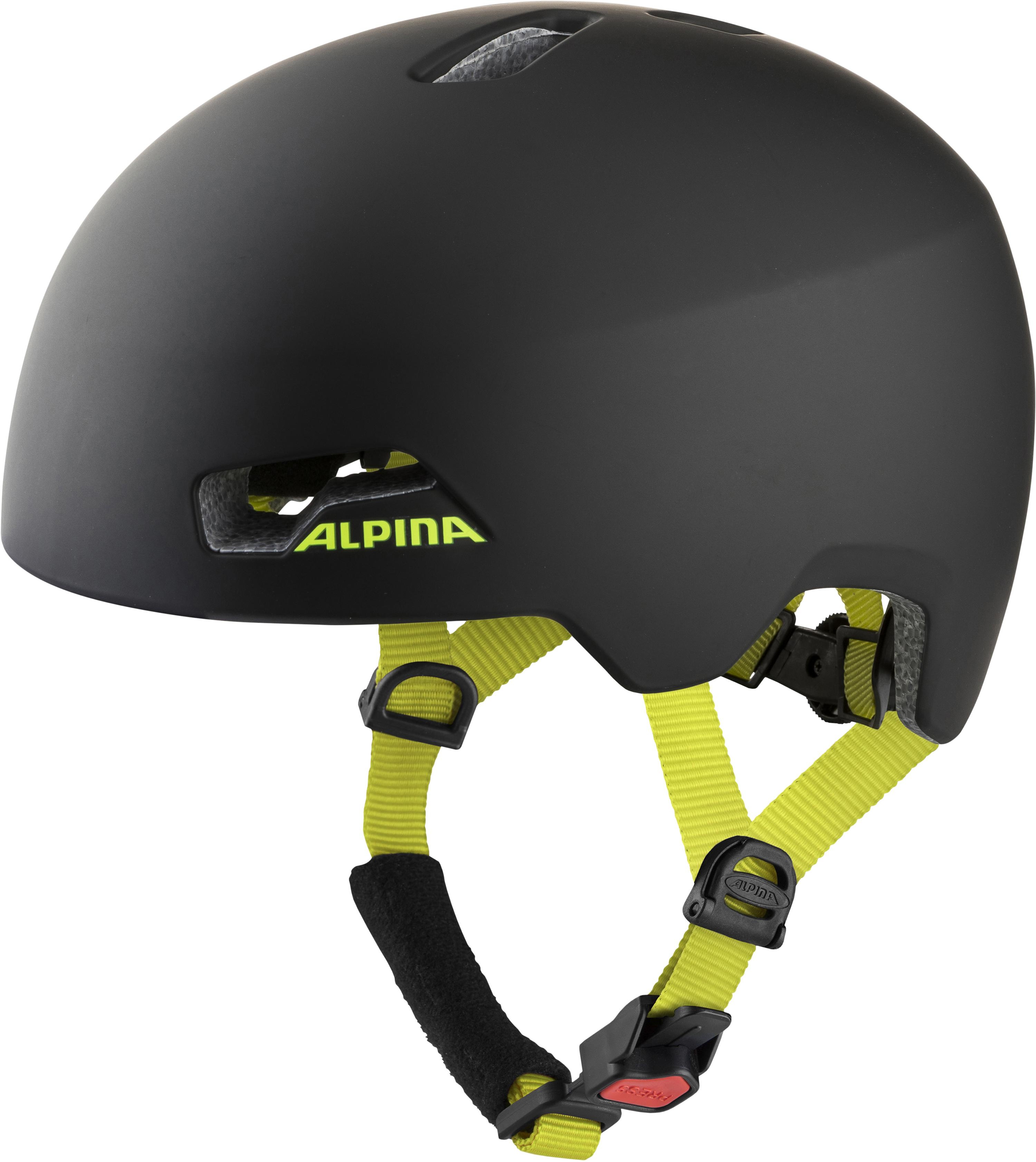 Alpina Hackney Kinder Fahrrad Helm 51-56cm | Schwarz-Neon Gelb matt