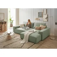 Home affaire Ecksofa NEU: SHERWOODL XXL 284, Big-Sofa L-Form, tiefe Sitzfläche 95 cm, Cord, Leinenoptik, Recamiere rechts/links, auch als Schlafsofa stellbar grün