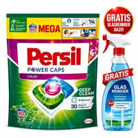 Persil A60 Power Color Capsules 60 Waschladungen + Glasreiniger GRATIS – Persil Waschmittel Caps für Waschmaschine, saubere Wäsche, Fleckenentf...