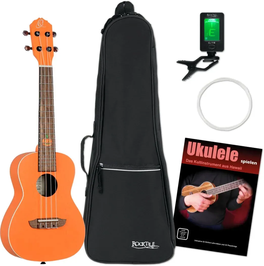 Ortega RUHW Konzert Ukulele Halloween Orange Set