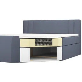 A&J MöbelLand Boxspringbett ALF 160 x 200 mit 2 Bettkästen, Bonell-Matratze und Topper. Farbe: Grau - Grau
