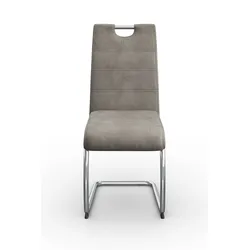 Freischwinger HELA "FLORA", grau (vintage grau, chrom), B:43cm H:98cm T:59cm, 100% Polyester, Stühle, 1, 2 oder 4 Stück, Freischwinger
