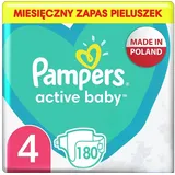Pampers Active Baby (Gr. 4 (9-14kg) Windeln, 180 Stück, Monatliche Verpackung, Durchlaufschutz Ganztägig