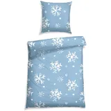 SCHIESSER Bettwäsche »Skadi aus weicher Baumwolle mit weißen Schneeflocken« 2 Stk., tlg. MADE IN GREEN by OEKO-TEX®-zertifiziert, 70371634-0 blau, 1 Stk.,