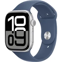 Apple Watch Series 10 GPS + Cellular 46 mm Aluminiumgehäuse silber Sportarmband denim M/L