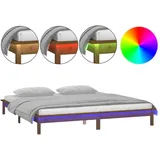 vidaXL Massivholzbett mit LEDs Honigbraun 140x190 cm