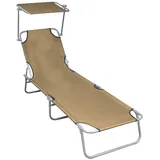 vidaXL Klappliege mit Sonnenschutz 188,5 x 57,5 x 27 cm taupe