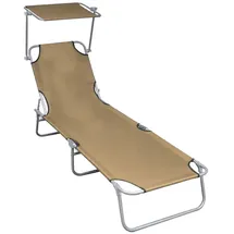 vidaXL Klappliege mit Sonnenschutz 188,5 x 57,5 x 27 cm taupe