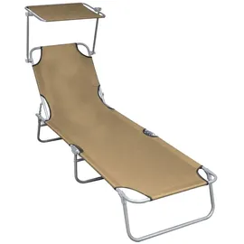 vidaXL Klappliege mit Sonnenschutz 188,5 x 57,5 x 27 cm taupe