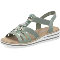 Rieker Damen Pantoletten V0649, Frauen Slipper,Backless Slipper,Gartenschuhe,Sommerschuhe,sommerclogs,Schlupfschuhe,Slides,grün (52),41 EU / 7.5 UK