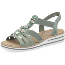 Rieker Damen Pantoletten V0649, Frauen Slipper,Backless Slipper,Gartenschuhe,Sommerschuhe,sommerclogs,Schlupfschuhe,Slides,grün (52),41 EU / 7.5 UK