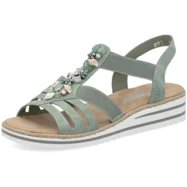 Rieker Damen Pantoletten V0649, Frauen Slipper,Backless Slipper,Gartenschuhe,Sommerschuhe,sommerclogs,Schlupfschuhe,Slides,grün (52),41 EU / 7.5 UK