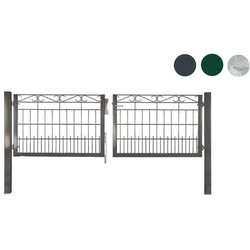 Mattenzaun Tor - anthrazit (RAL 7016) - 300 x 80 cm - 3,0 m breites Zauntor - pulverbeschichtetes Doppeltor für Gittermattenzäune und Drahtzäune