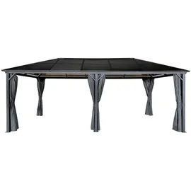 4iq group Hardtop Pavillon 3 x 6 m inkl. Vorhänge Braun