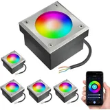 ledscom.de 5x LED Pflasterstein NEOLUM für außen, IP67, eckig, 10 x10cm, inkl. GX53 RGB Leuchtmittel, 670lm, Smart Home