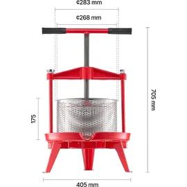 Vevor Obstweinpresse Obstmühle Apfelmühle (9 L), Edelstahlkorb mit dreieckiger Struktur, manueller Entsafter, manuelles Mahlwerk, Apfelweinpresse Traubenpresse mit T-Griff für Küche Zuhause
