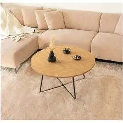 Couchtisch Rund NOVARA - Farbauswahl Fishbone Oak