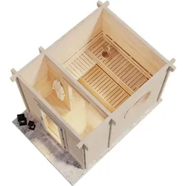 FinnTherm Saunahaus Cubus-70 B, 70 mm Wandstärke, (244 x 301 cm) - Naturbelassen