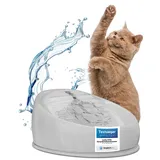 Lucky Kitty Trinkbrunnen für Katze grau I Katzenbrunnen Keramik Handarbeit, hygienisch I Kein Aufladen, kein Filter-Tausch I Trinkbrunnen leise & energiesparend I Wasserspender Katzen plastikfrei