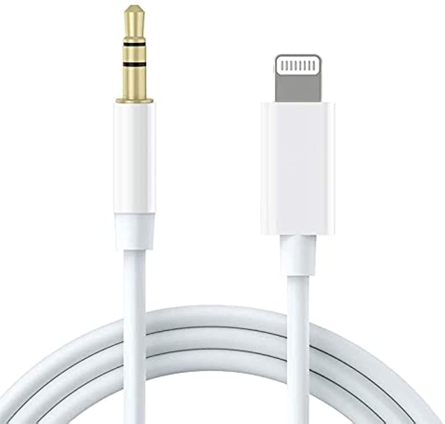 Aux-Kabel für iPhone, Apple MFi-zertifiziert, Lightning auf 3.5 mm Aux-Kabel für Auto, kompatibel mit iPhone 12 11 XS XR X 8 7 6, iPad, iPod für Auto-Stereo-Kopfhörer, 1m, Weiß
