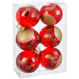 BigBuy Christmas Weihnachtskugeln rot Kunststoff 8 cm (6 Stück)