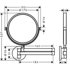 Hansgrohe Rasierspiegel Axor Universal Circular Wandmontage, polished gold optic