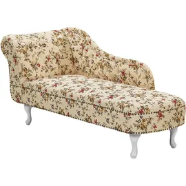 Beliani Chaiselongue Nimes Stoff Blumenmuster linksseitig Holz Chesterfield Style