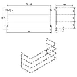 SOTech Backblechhalter für 4 Backbleche 364 x 140 x 182 mm Schwarz Chrom