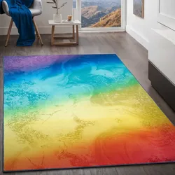 Kurzflorteppich TaraCarpet Rainbow moderner Teppich in Regenbogenfarben Wave multi 120x170 cm