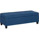 HOMCOM Sitzbank, Polsterbank mit Stauraum, Bettbank mit Deckel, Leinenoptik, Truhenbank, Aufbewahrungsbank für Wohnzimmer, Schlafzimmer, Blau, 125 x 49 x 41,5 cm   Aosom