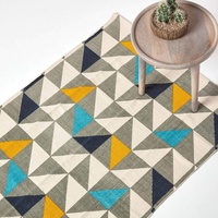 Homescapes Teppich Kopenhagen mit Buntem Druck, handgewebt aus Baumwolle, 120 x 170 cm, Baumwollteppich mit geometrischem Dreiecksmuster